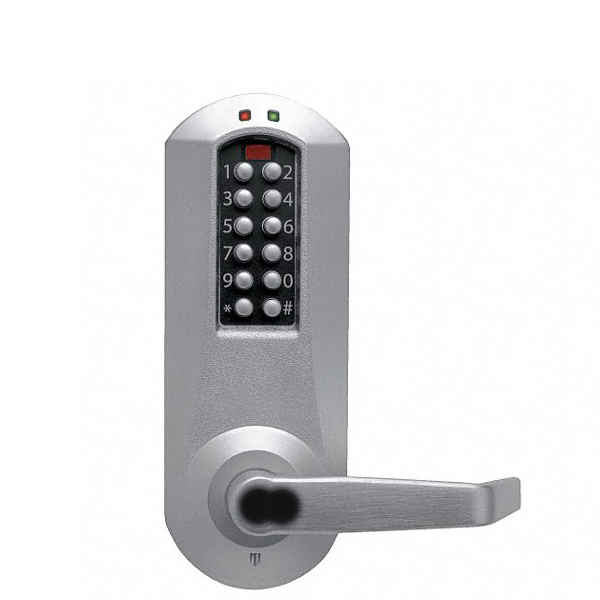 E-Plex - E5031B - Electronic Pushbutton Cylindrical Lever Lock - SFIC - 2¾" Backset - Satin Chrome - Grade 1 - UHS Hardware
