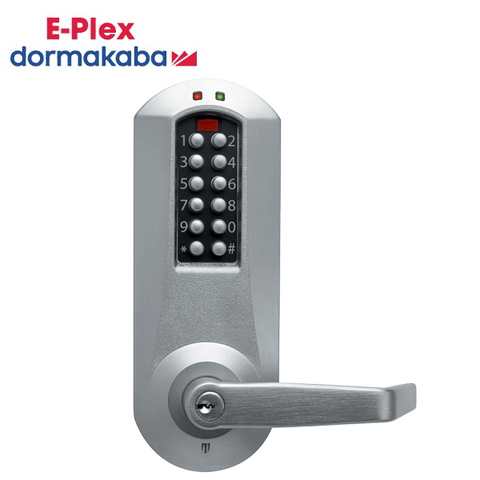 E-Plex - E5231XS - Electronic Pushbutton Cylindrical Lever Lock - Schlage 'C' - Winston Lever - 2¾" Backset - Satin Chrome - Grade 1 - UHS Hardware