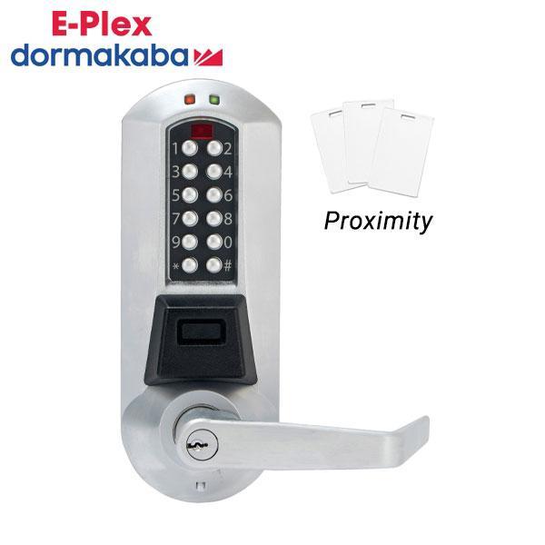 E-Plex E5731 Electronic PROX Pushbutton  Winston Lever Lock - Schlage 'C' - 626 - Satin Chrome w/ Key Override - - UHS Hardware