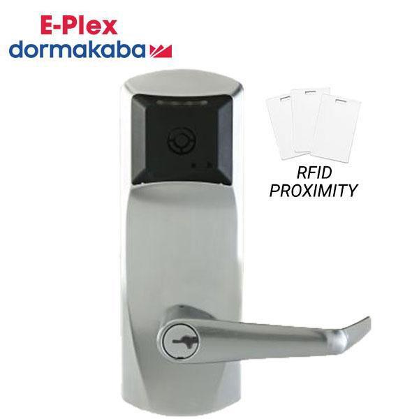 E-Plex E7900 Electronic RFID PROX Cylindrical Lock - Schlage 'C' - Latch - 626 -  2 3/4” Backset - Key Override in Satin Chrome - UHS Hardware