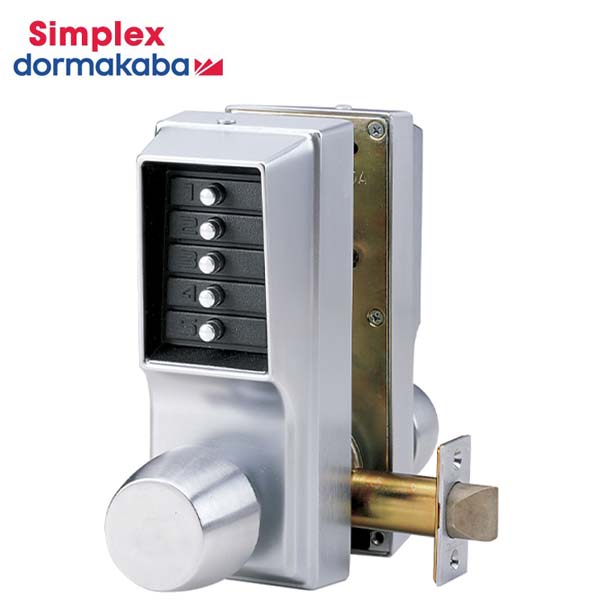 Simplex EE1011 Mechanical Pushbutton Knob Lock - Double Sided - Entry & Egress - 26D - Satin Chrome - UHS Hardware
