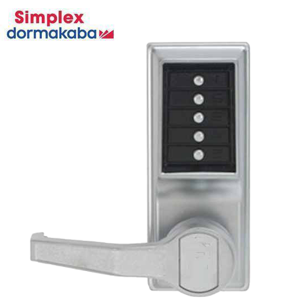 Simplex - LL1031 - Mechanical Pushbutton Cylindrical Lever Lock - Passage - 2¾" Backset - Satin Chrome - LH/LHR - UHS Hardware