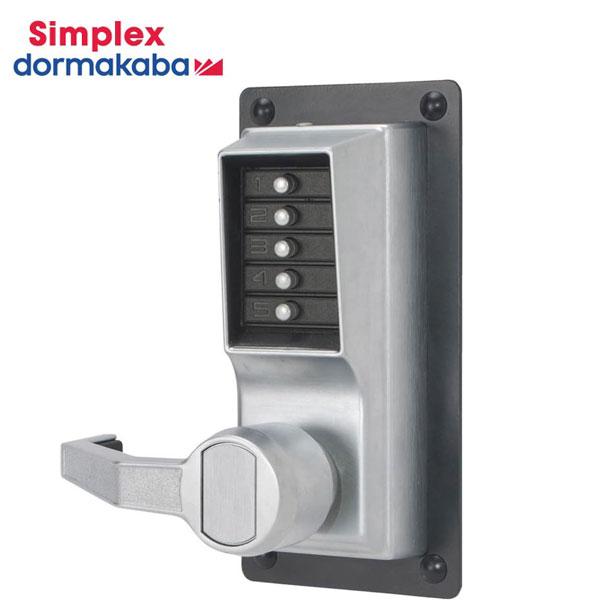 Simplex LLP1010 Mechanical Pushbutton Exit Trim Lever Lock w/ Combination Entry Only - 26D - Satin Chrome - LH - UHS Hardware