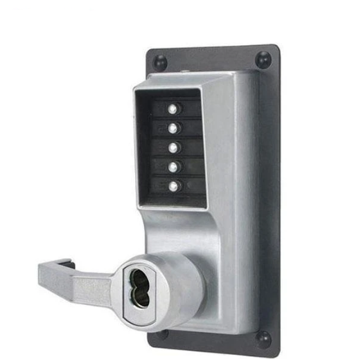 Simplex LLP1020 Mechanical Pushbutton Exit Trim Lever Lock w/ Combination Entry & Best IC Core (SFIC) - 626 - Satin Chrome w/ Key Override - LH - UHS Hardware