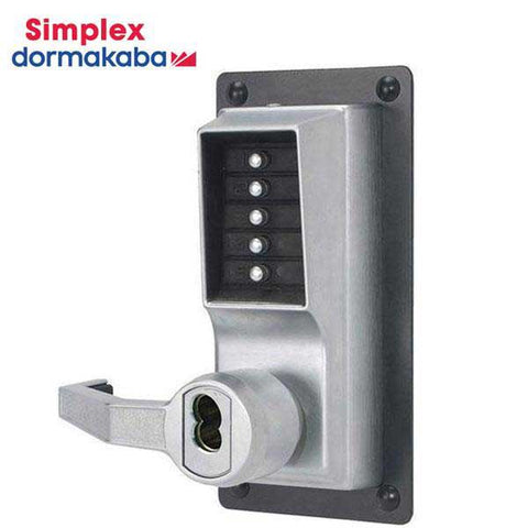 Simplex LLP1020S Mechanical Pushbutton Exit Trim Lever Lock - (LFIC) - Combination Entry - 626 - Satin Chrome  w/ Key Override - LH - UHS Hardware