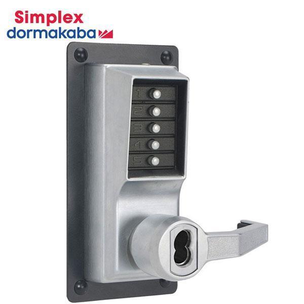 Simplex LRP1020S Mechanical Pushbutton Exit Trim Lever Lock w/ Combination Entry & Schlage (LFIC) - 626 - Satin Chrome w/ Key Override - RH - UHS Hardware