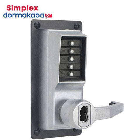 Simplex LRP1020 Mechanical Pushbutton Exit Trim Lever Lock w/ Combination Entry & Best IC Core (SFIC) - 626 - Satin Chrome w/ Key Override - RH - UHS Hardware