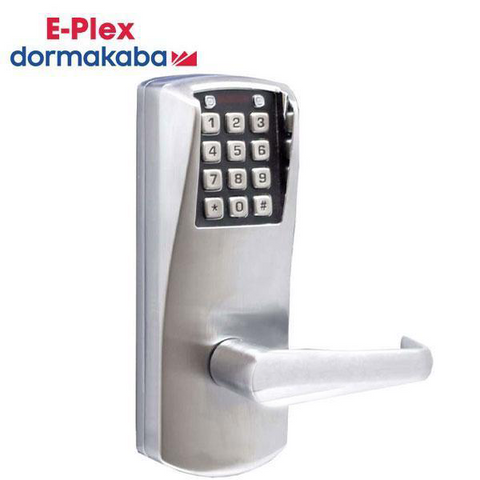 E-Plex - E2031 - Electronic Pushbutton Cylindrical Lever Lock - Long Lever - 2¾" Backset - Satin Chrome - Grade 1 - UHS Hardware