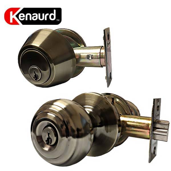 x12 Premium Combo Lockset - Knob & Deadbolt - Antique Brass - AB - SC1 (BUNDLE OF 12) - UHS Hardware