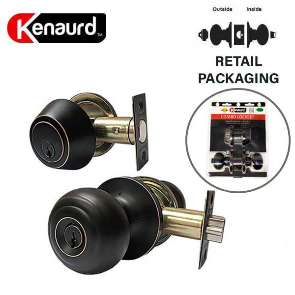 Premium Combo Lockset - Knob & Deadbolt - Entrance - Oil Rubbed Bronze - Retail Packaging - KW1/SC1 - Grade 3 - UHS Hardware