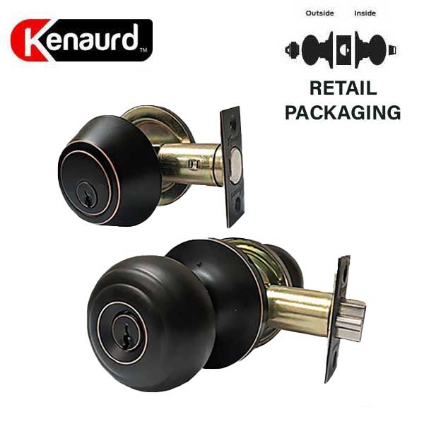 Premium Combo Lockset - Knob & Deadbolt - Entrance - Oil Rubbed Bronze - Retail Packaging - KW1/SC1 - Grade 3 - UHS Hardware