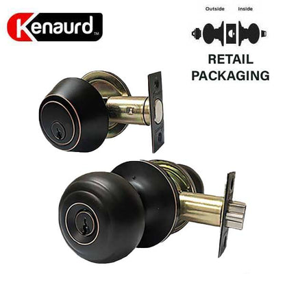 Premium Combo Lockset - Knob & Deadbolt - Entrance - Oil Rubbed Bronze - Retail Packaging - KW1/SC1 - Grade 3 - UHS Hardware