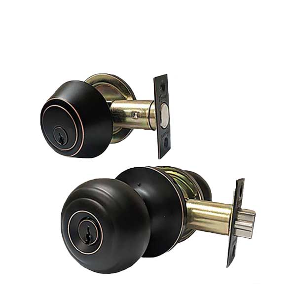 Premium Combo Lockset - Knob & Deadbolt - Entrance - Oil Rubbed Bronze - Retail Packaging - KW1/SC1 - Grade 3 - UHS Hardware