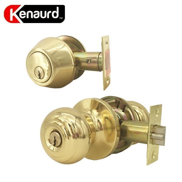 Premium Combo Lockset – Knob & Deadbolt – Polished Brass – PB – KW1 - UHS Hardware