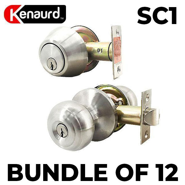 x12 Premium Combo Lockset - Knob & Deadbolt - Satin Silver - SS - SC1 (BUNDLE OF 12) - UHS Hardware