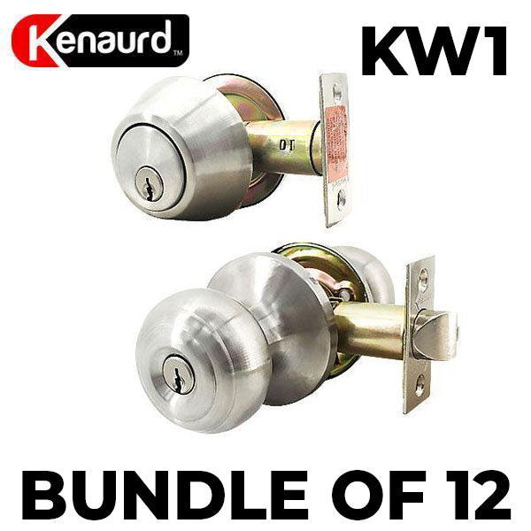 x12 Premium Combo Lockset - Knob & Deadbolt - Satin Silver - SS - KW1 (BUNDLE OF 12) - UHS Hardware