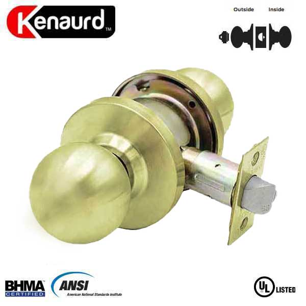 Commercial Door Knob Set - 2-3/4” Standard Backset - Polished Brass - Classroom - Grade 2 - UHS Hardware