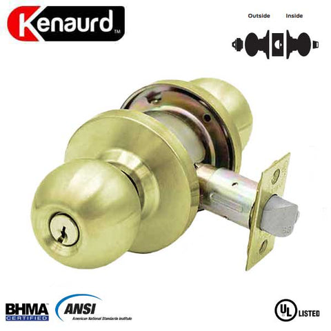 Commercial Door Knob - 2-3/4” Standard Backest - Polished Brass- Entrance - Grade 2 - UHS Hardware