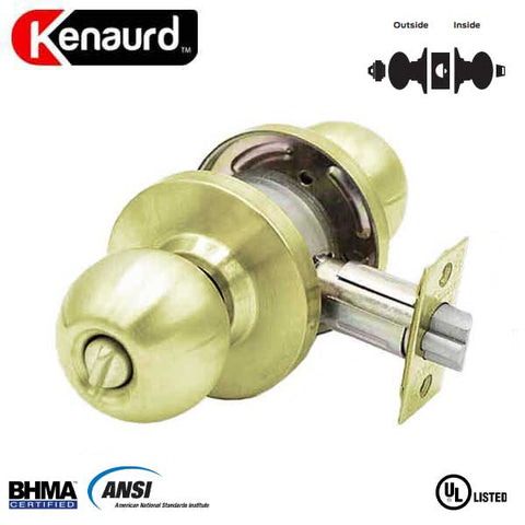 Commercial Door Knob - 2-3/4” Standard Backest - Polished Brass- Entrance - Grade 2 - UHS Hardware
