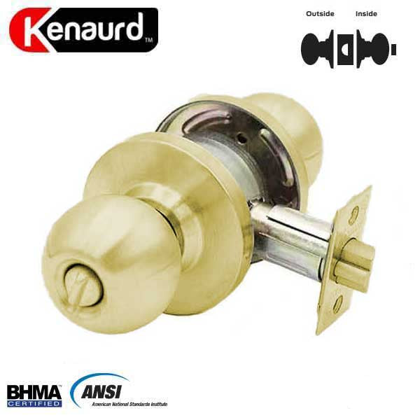 Commercial Door Knob Set - 2-3/4” Standard Backset - Polished Brass - Privacy - Grade 2 - UHS Hardware