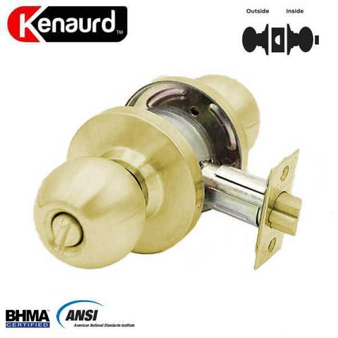 Commercial Door Knob Set - 2-3/4” Standard Backset - Polished Brass - Privacy - Grade 2 - UHS Hardware