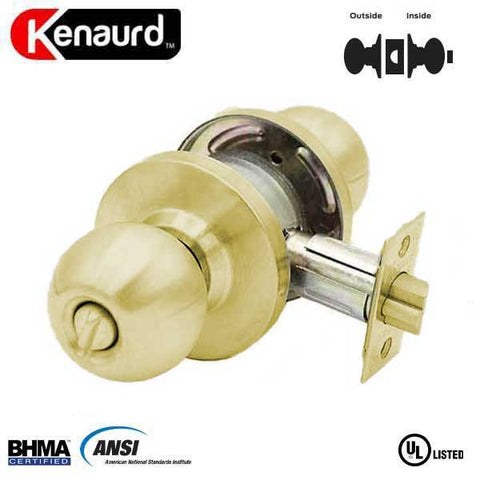 Commercial Door Knob Set - 2-3/4” Standard Backset - Polished Brass - Privacy - Grade 2 - UHS Hardware
