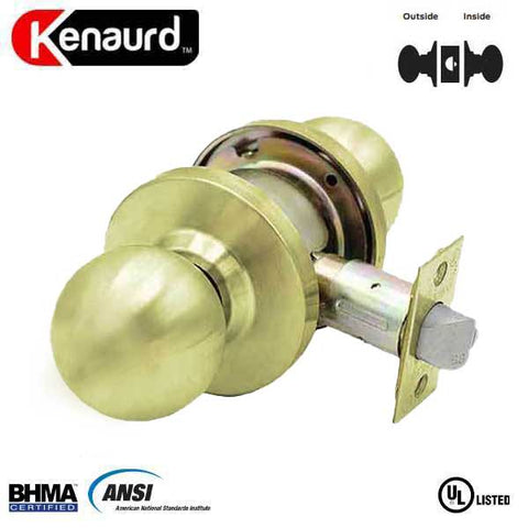 Commercial Door Knob Set - 2-3/4” Standard Backset - Polished Brass - Passage - Grade 2 - UHS Hardware