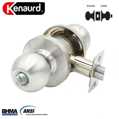 Commercial Door Knob Set - 2-3/4” Standard Backest - Satin Chrome - Privacy - Grade 2