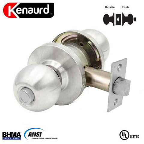 Commercial Door Knob Set - 2-3/4” Standard Backest - Satin Chrome - Privacy - Grade 2