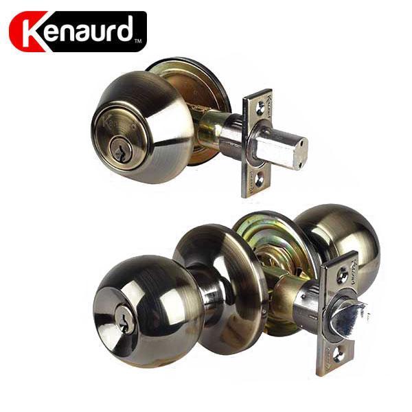 Premium Combo Lockset – Knob & Deadbolt – Antique Brass (SC1 / KW1) - UHS Hardware
