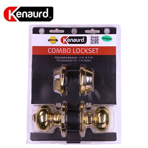 Premium Combo Lockset - Knob & Deadbolt - Entrance - Polished Brass - Retail Packaging - KW1 / SC1 - Grade 3 - UHS Hardware