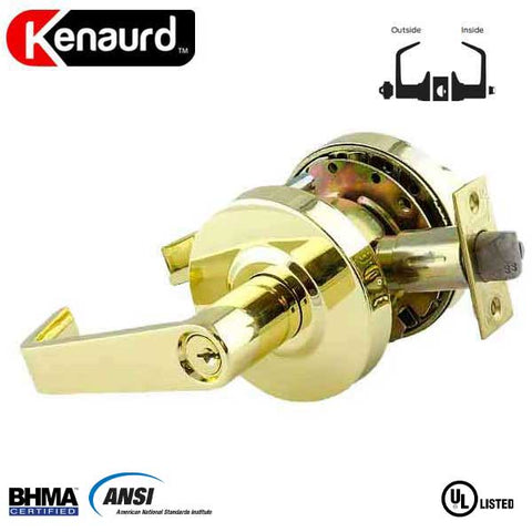 Commercial Lever Handle - 2-3/4” Standard Backset - Polished Brass - Entrance - Grade 2 - UHS Hardware