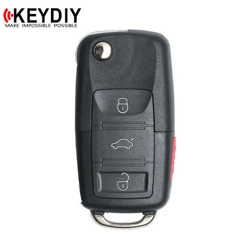 KEYDIY - VW Style - 4-Button Flip Key Blank - Black  (KD-B01-3+1) - UHS Hardware
