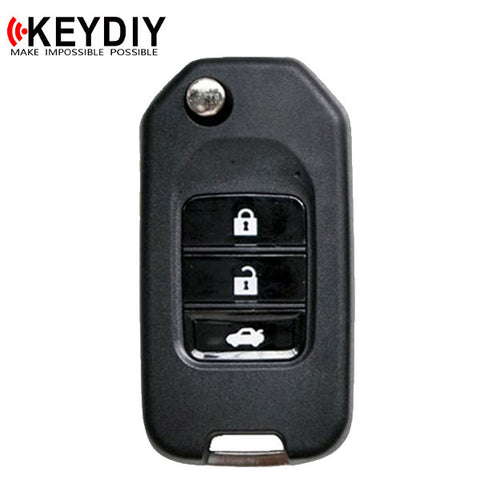 KEYDIY - Honda Style - 3-Button Flip Key Blank - Black  (KD-B10-3) - UHS Hardware