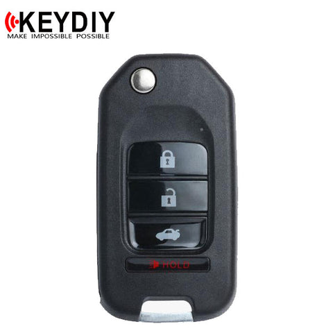KEYDIY - Honda Style - 4-Button Flip Key Blank - Black  (KD-B10-4) - UHS Hardware