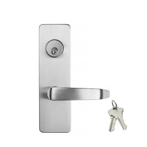 Trim Lever Handle - w/ Cylinder & Plate Lockset - 26D - Satin Chrome - SC Keyway - for Exit Devices - UHS Hardware