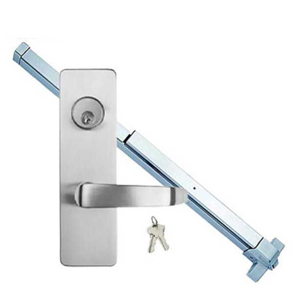Heavy Duty Panic Bar / Exit Device + Trim Lever Handle w/ Cylinder & Plate Lockset - UHS Hardware
