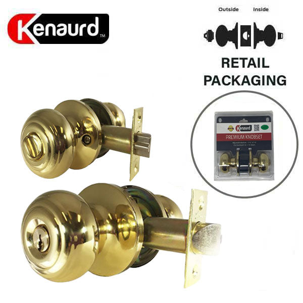 Premium Knob Set Lock- Entrance - PB - Polished Brass - Retail Packaging - SC1 - Grade 3 - UHS Hardware