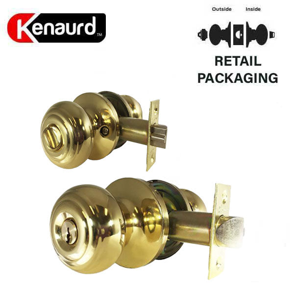 Premium Knob Set Lock- Entrance - PB - Polished Brass - Retail Packaging - SC1 - Grade 3 - UHS Hardware