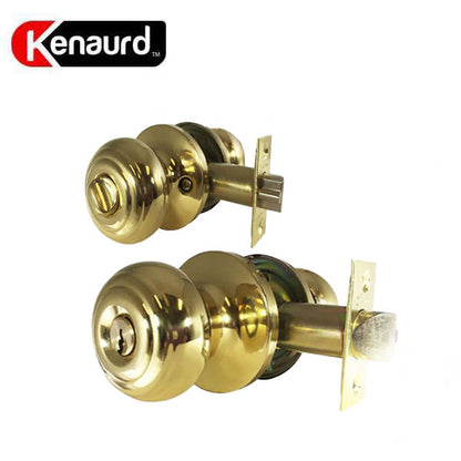 Premium Knob Set Lock- Entrance - PB - Polished Brass - Retail Packaging - SC1 - Grade 3 - UHS Hardware