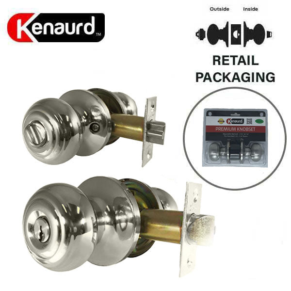 Premium Knob Set Lock- Entrance - SS - Satin Silver - Retail Packaging - SC1 - Grade 3 - UHS Hardware