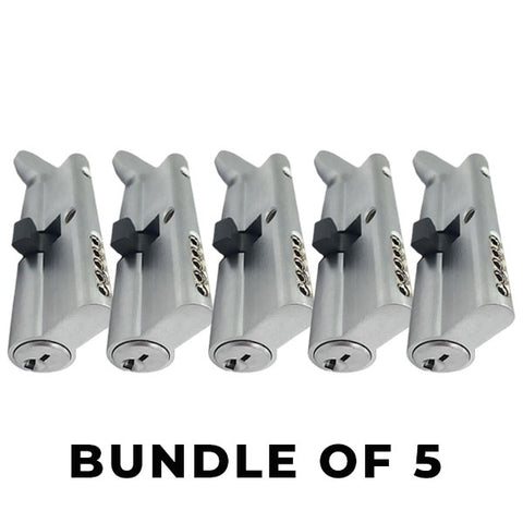 5 x Profile Cylinder - Single Sided - Thumb Turn - 26D - Satin Chrome - 70mm - SC1 (BUNDLE OF 5) - UHS Hardware