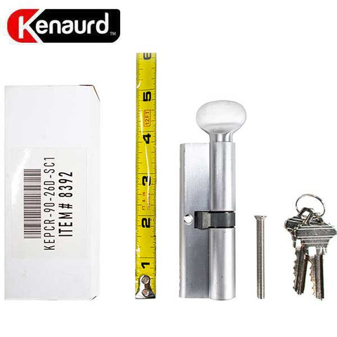 Profile Cylinder – Single Sided – Thumb Turn – 26D – Satin Chrome - (SC1 / KW1)  (3-12" 90mm) - UHS Hardware