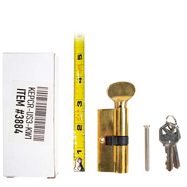 Profile Cylinder – Single Sided – Thumb Turn – US3 – Polished Brass - (SC1 Keyway) ( 2-3/4" 70mm ) (Pack of 5) - UHS Hardware