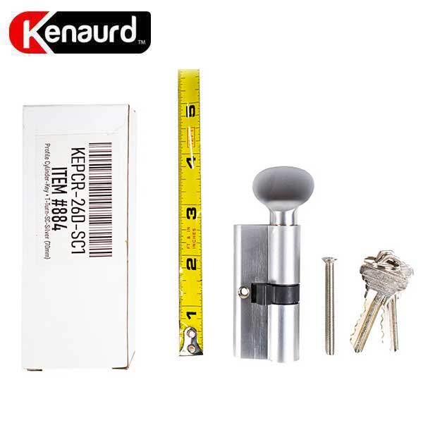 Profile Cylinder – Single Sided – Thumb Turn – 26D – Satin Chrome - (SC1 / KW1) (2-3/4" 70mm) - UHS Hardware