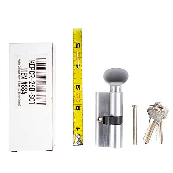Profile Cylinder – Single Sided – Thumb Turn – 26D – Satin Chrome - (SC1 / KW1) (2-3/4" 70mm) - UHS Hardware