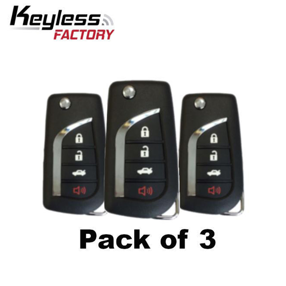 3 x Toyota 2006 - 2012 / 4-Button Flip Key NEW STYLE / HYQ12BBY (67 Chip) (Bundle of 3) - UHS Hardware