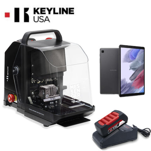 Keyline - Messenger - Key Cutting Machine - With Battery and A7 Lite Samsung Galaxy Tablet - For Edge Cut - Laser - Dimple Keys