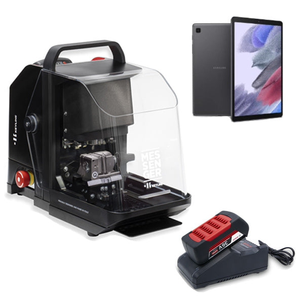 Keyline - Messenger - Key Cutting Machine - With Battery and A7 Lite Samsung Galaxy Tablet - For Edge Cut - Laser - Dimple Keys