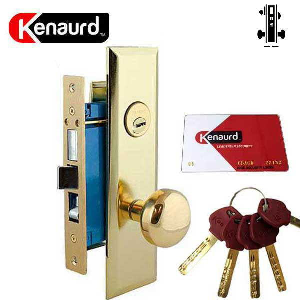 Key Controlled Heavy Duty Mortise Knob Lock – 2-1/2″ Backset - US3 - Polished Brass - Entrance - RH - UHS Hardware